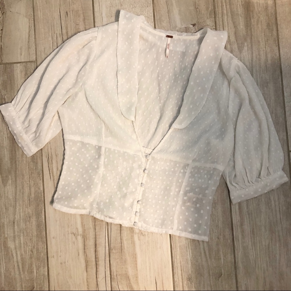 Free People Sheer White Top